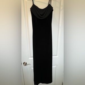Black stretch-velvet gown